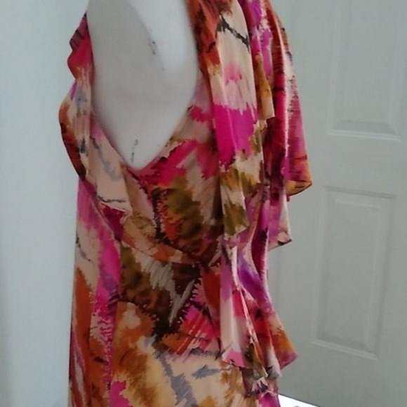 Ali Ro Fitted Dress Ruffled Multi Colored - Picture 5 of 8